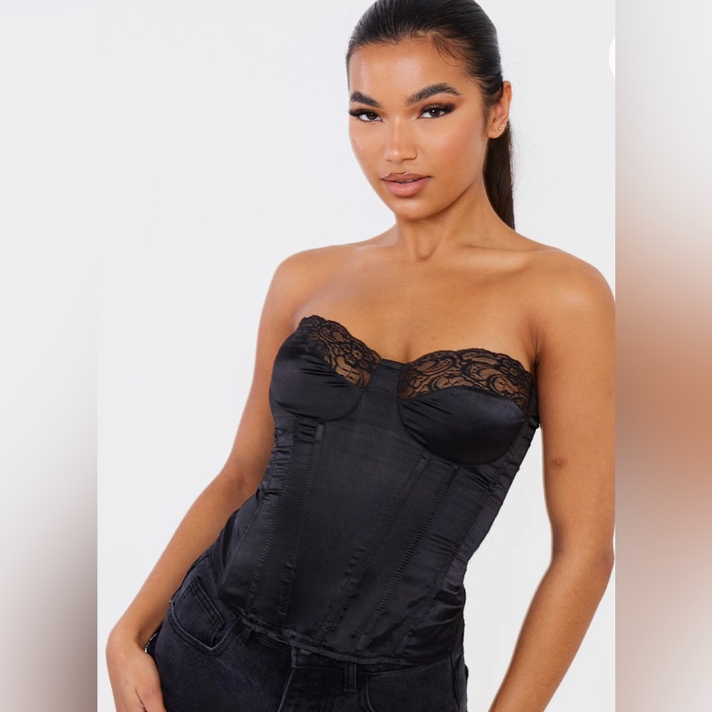 PLT | Lace Trim Satin Corset
